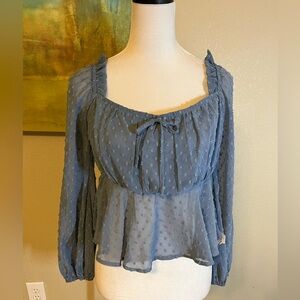 NWT The Vintage Shop Semi Sheer Short Blouse, Size M